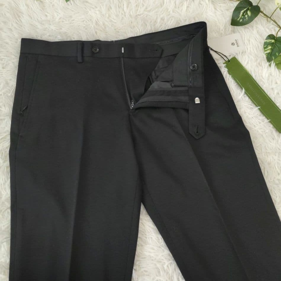 【新品】NANO UNIVERSE　シルキーツイル ジャージーパンツ　48　黒