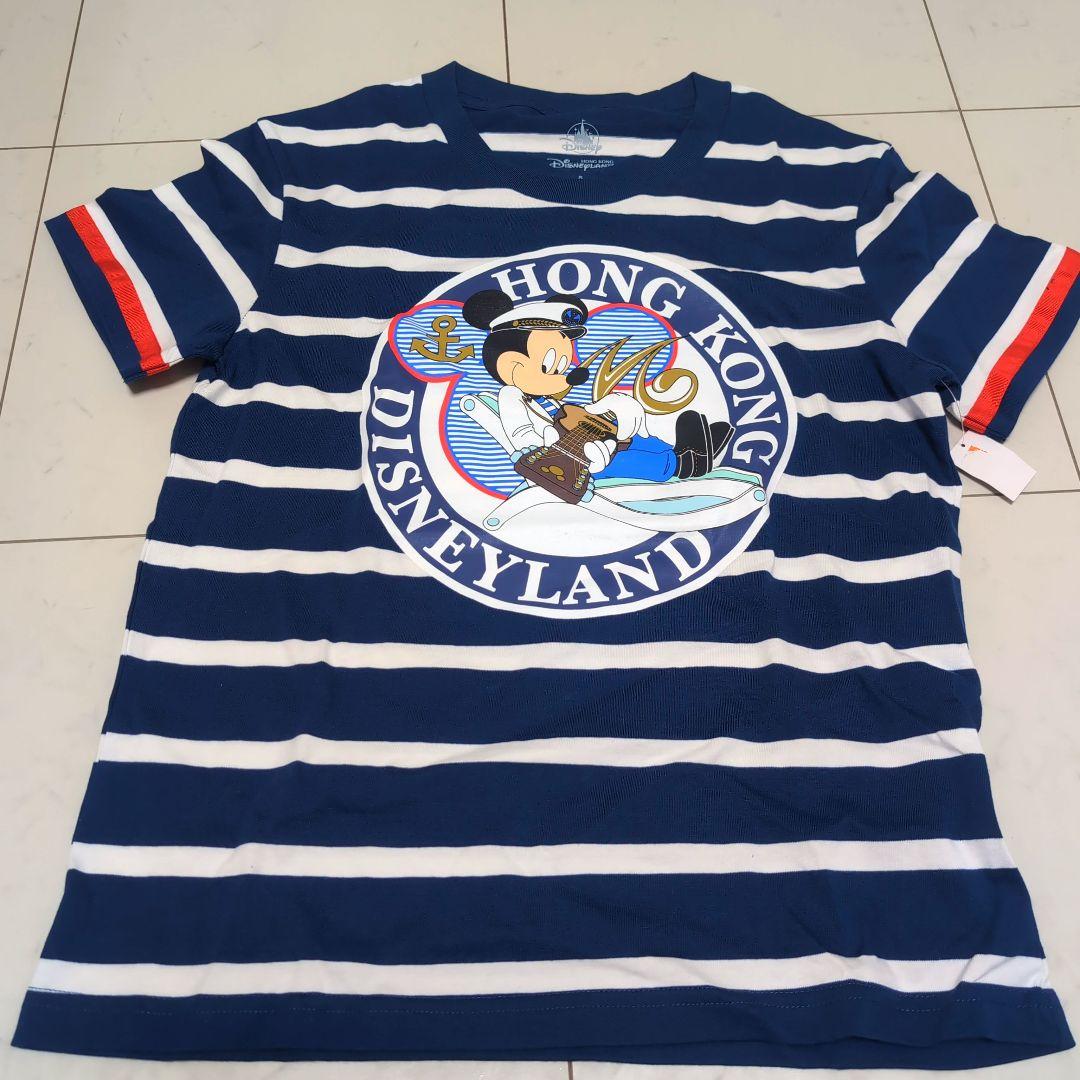 香港ディズニーランド ミッキー Tシャツ 香港ディズニー限定】ミッキー│マリンボーダー柄 半袖Tシャツ