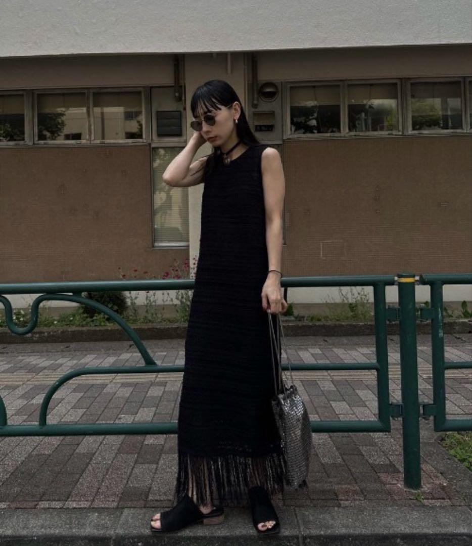 Ameri MEDI CODE YARN FRINGE DRESS