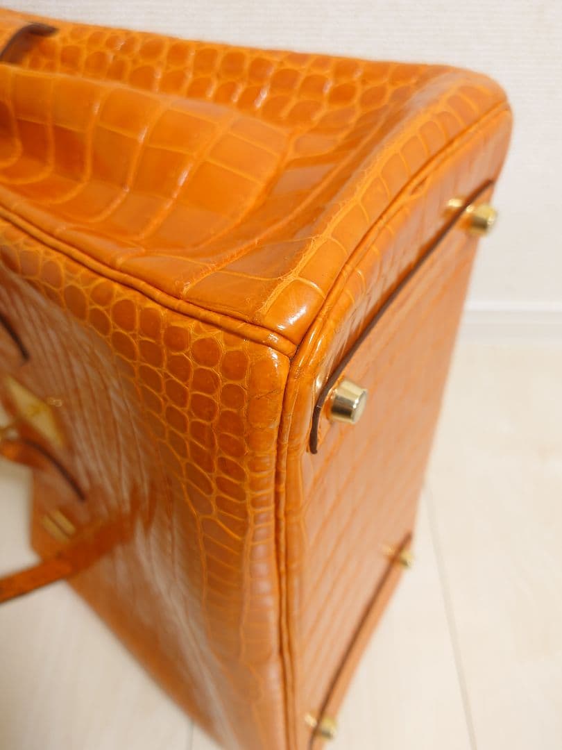 エルメス　バーキン30 ポロサス　オレンジ　ゴールド金具　□H刻印　バーキン