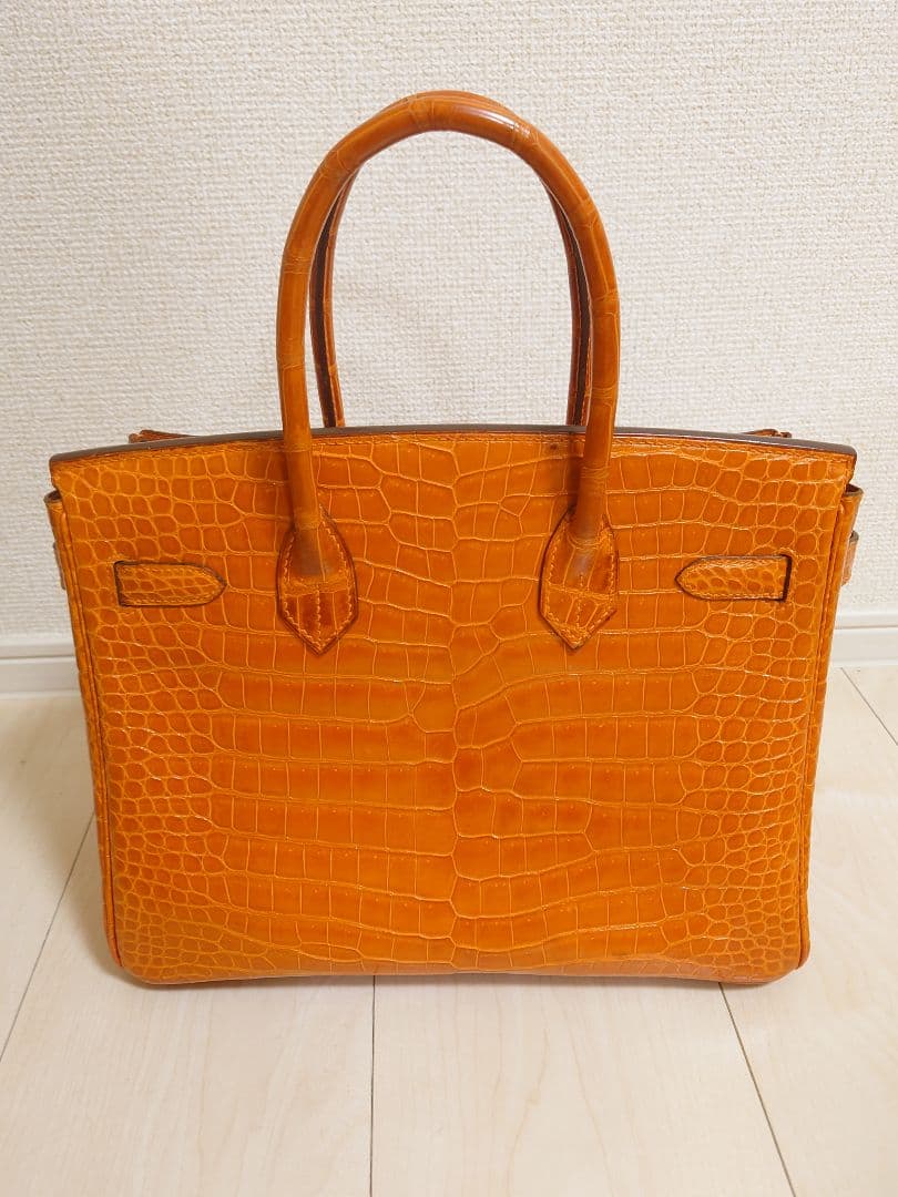 エルメス　バーキン30 ポロサス　オレンジ　ゴールド金具　□H刻印　バーキン