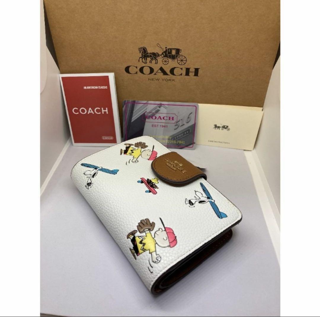 COACH コーチ 財布 二つ折り メンズ レディース PEANUTS コラボ