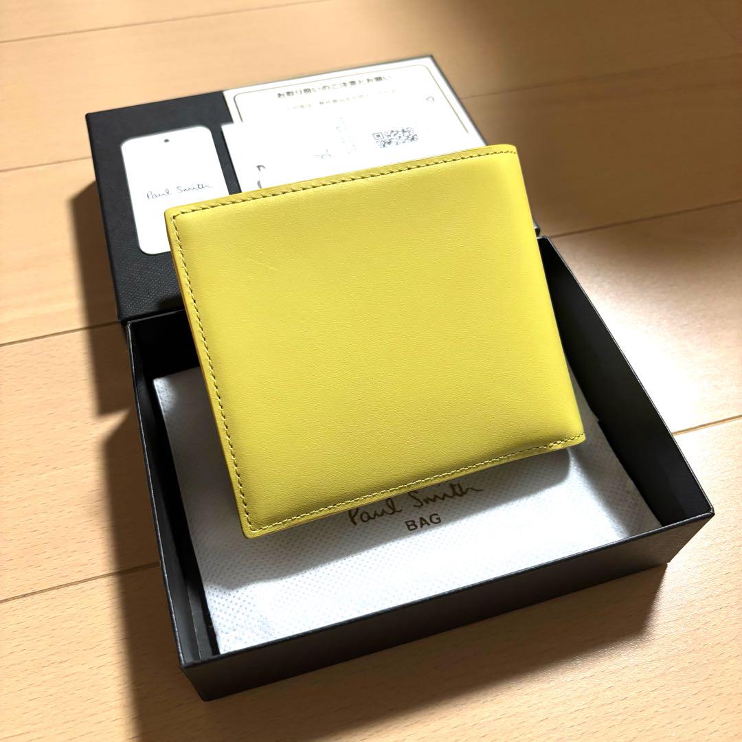 Paul Smith 二つ折り財布　現行品　新品　ハイライトステッチ　イエロー