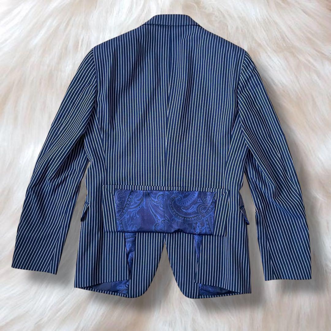 美品 エトロ セットアップスーツ ネイビー 44 ストライプ 裏地