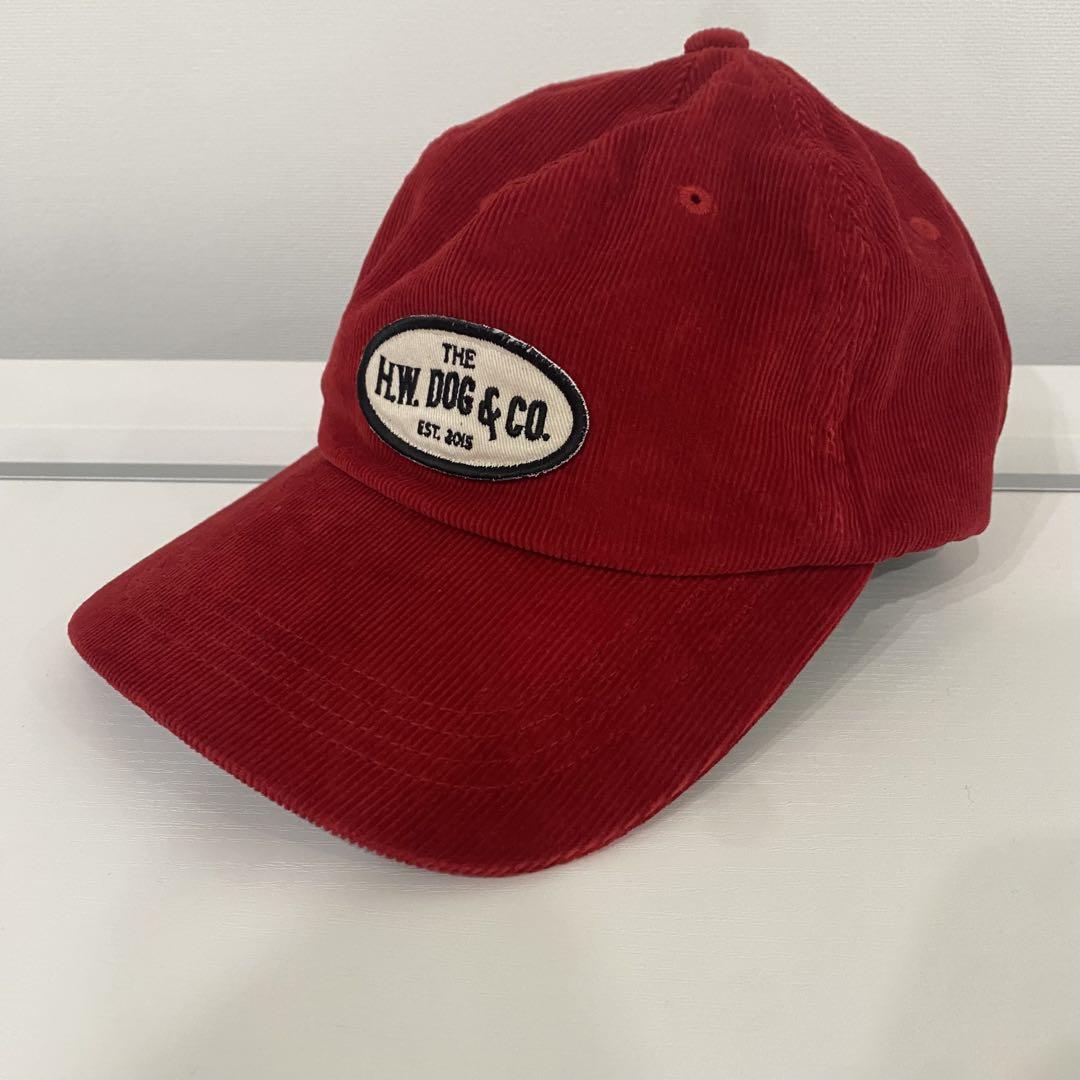 H.W. DOG & CO. 赤 コーデュロイ キャップ - メルカリ