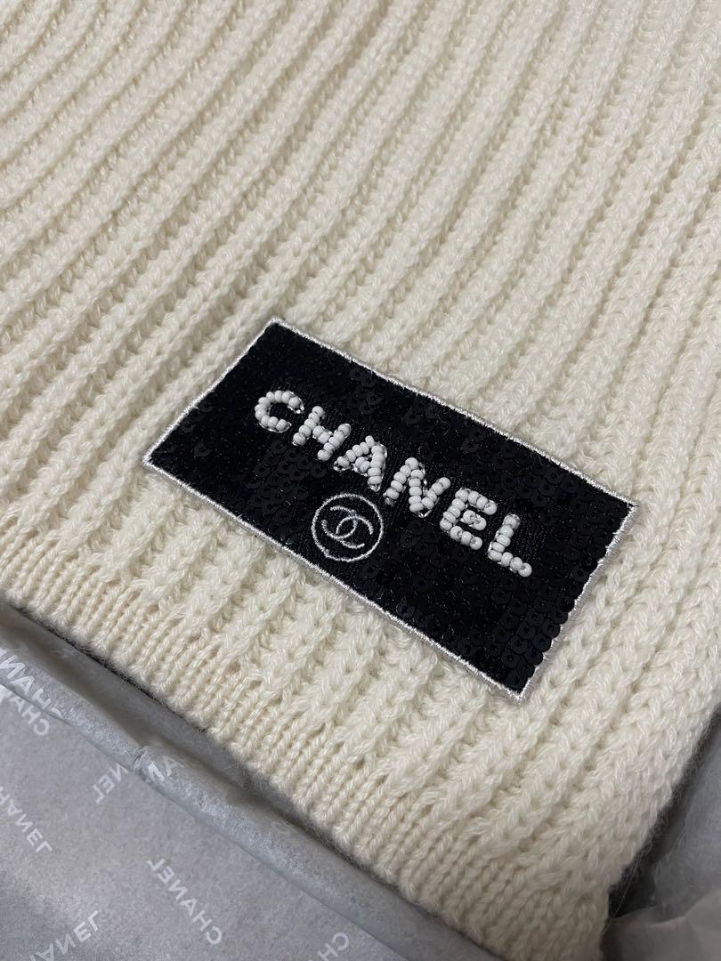 CHANEL シャネル カシミヤ 100% ロゴニットマフラー CHANEL シャネル カシミヤ 100% ロゴニットマフラー