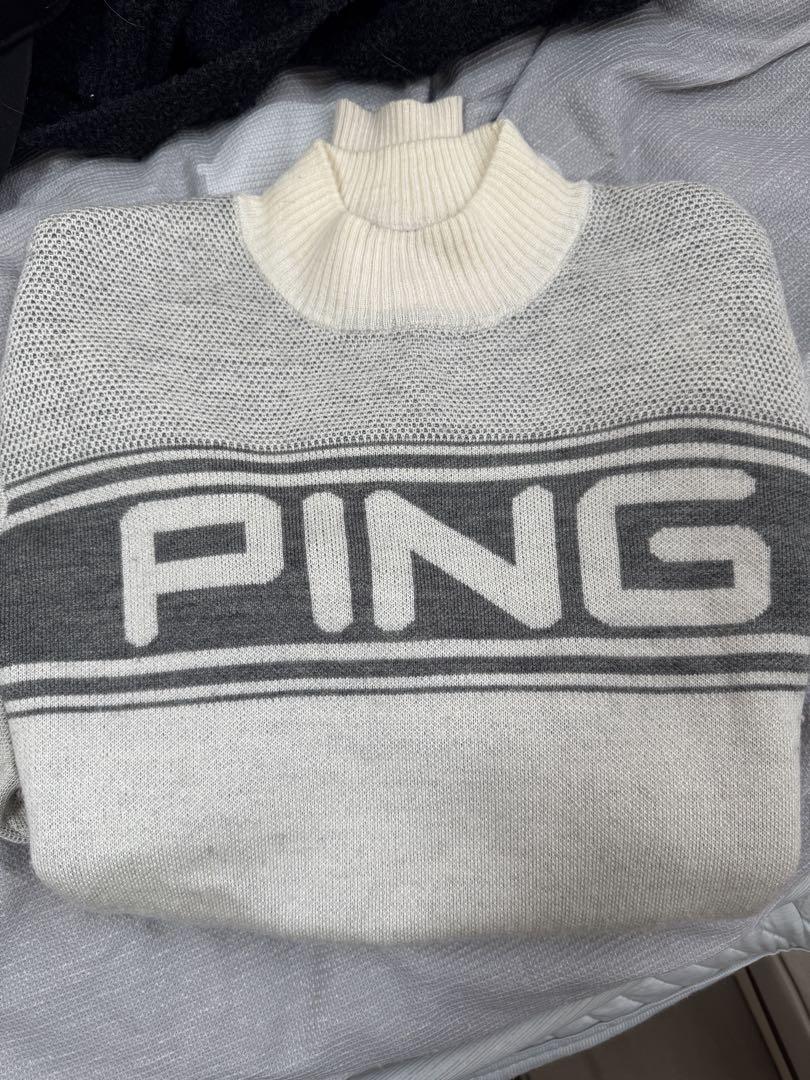 PING タートルネックセーター M ホワイト・グレー