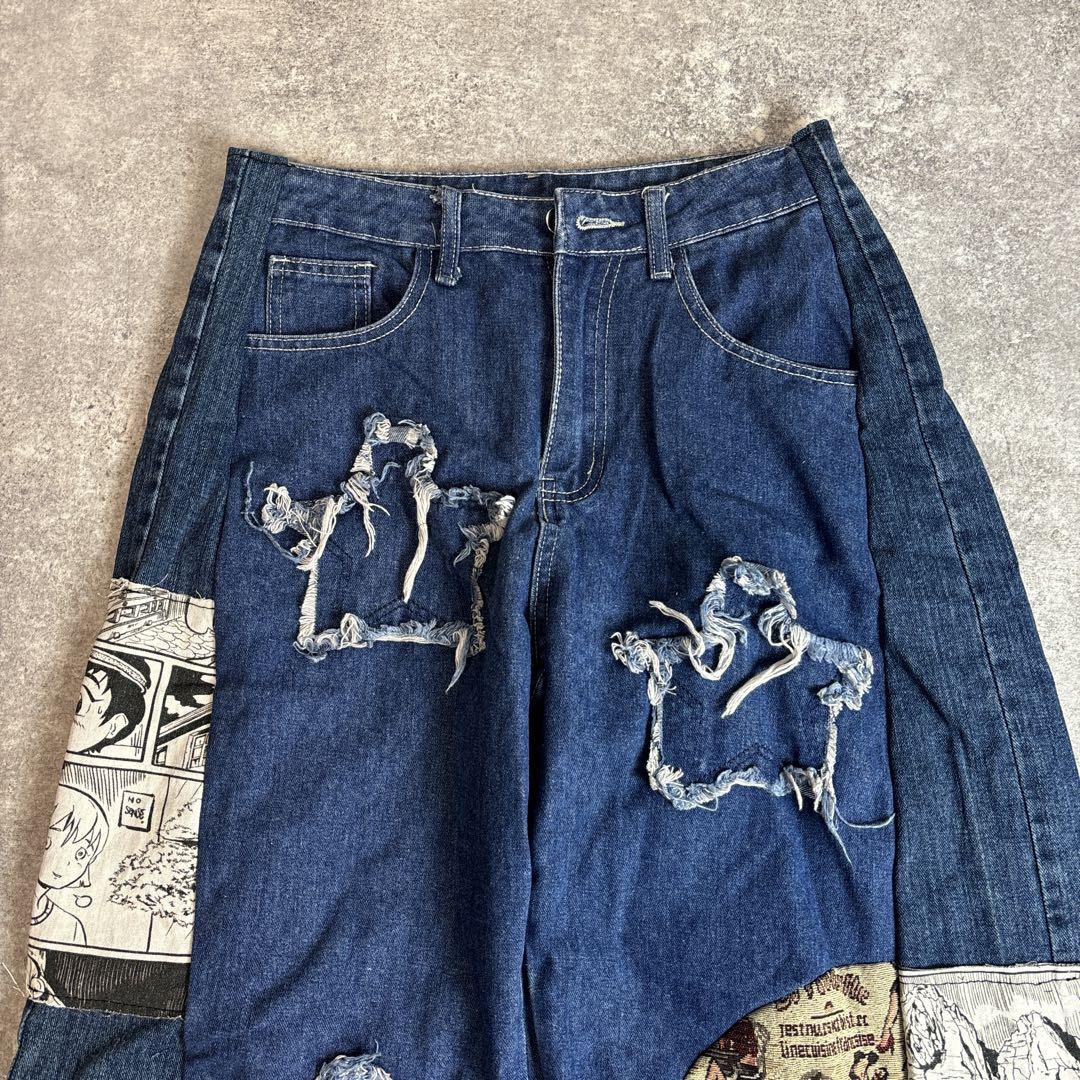リメイクパンツ 再構築 フレア パッチワーク おしゃれ ワイド