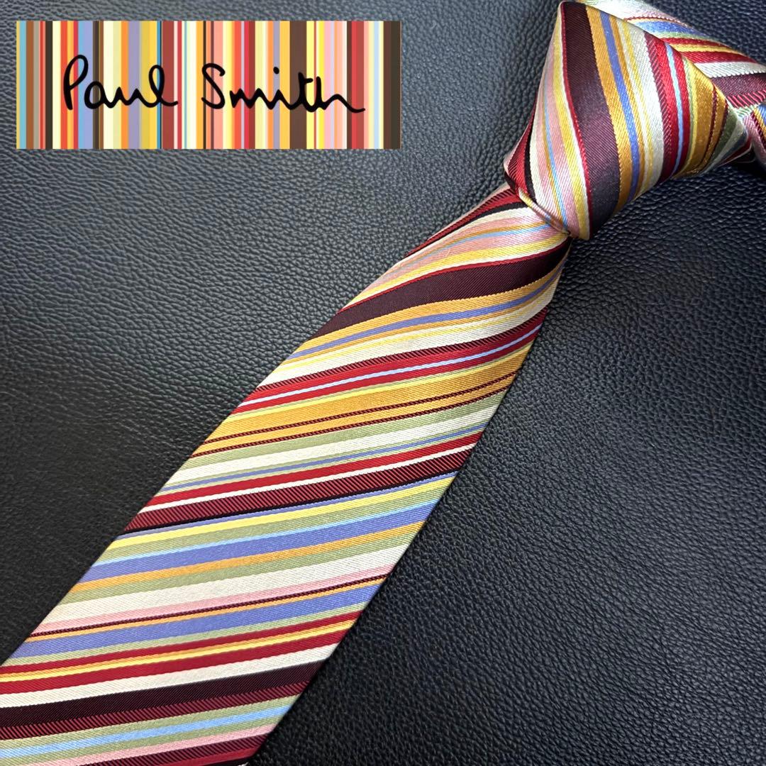 【未使用】Paul Smith マルチカラー ストライプ ネクタイ