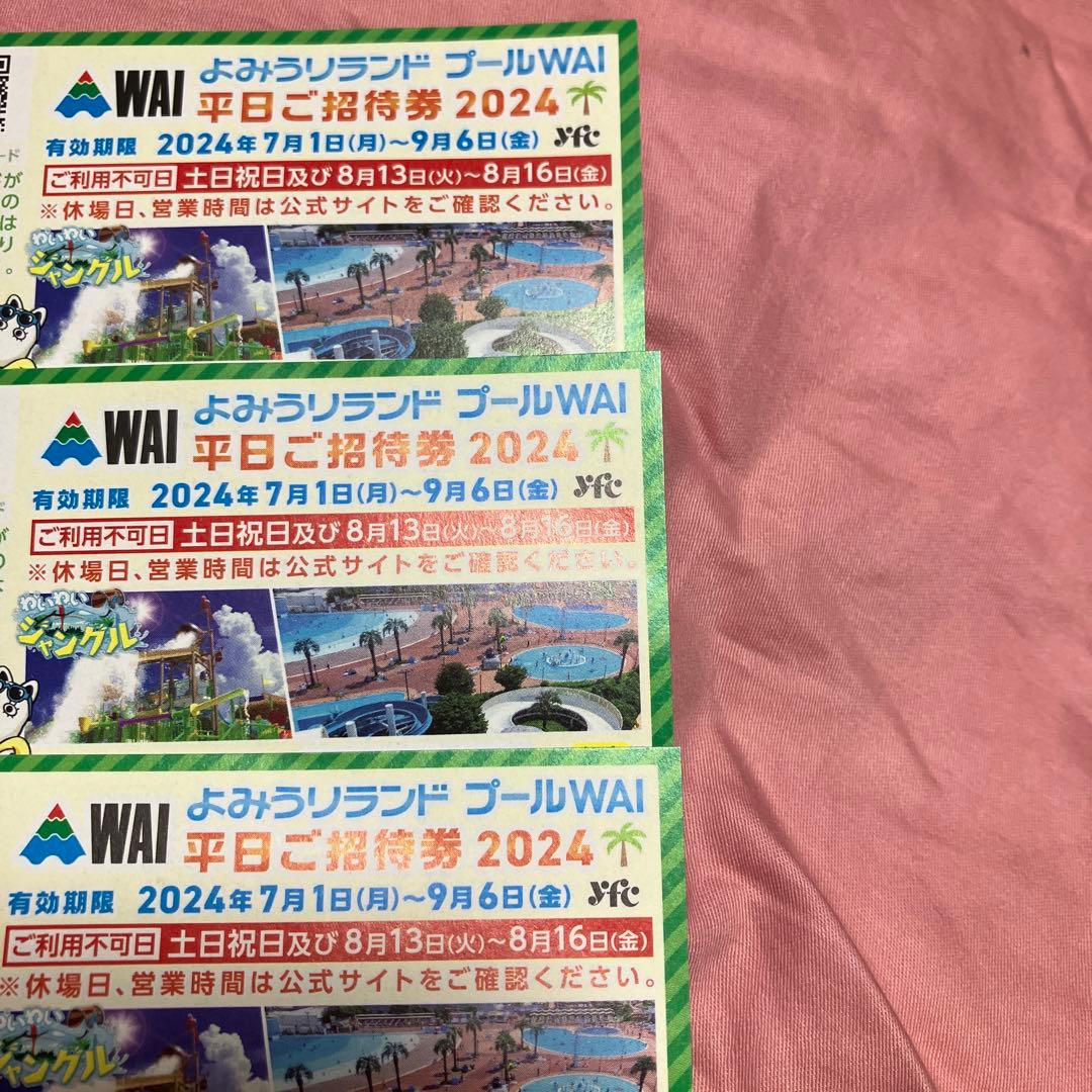 よみうりランドプールWAI平日ご招待券3枚