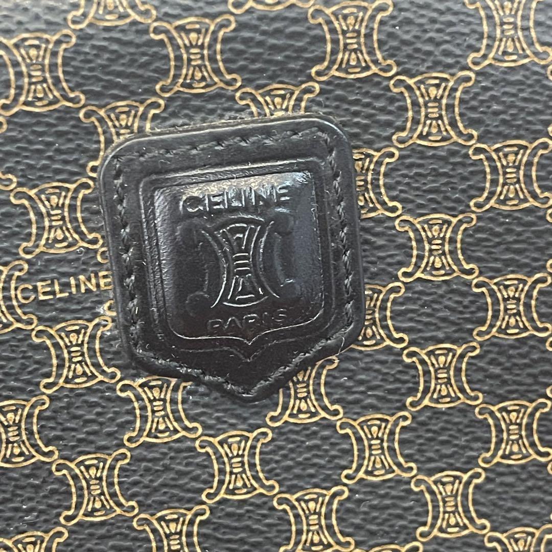 CELINE レザーポーチ 黒/ゴールド　CELINE ポーチ マカダム