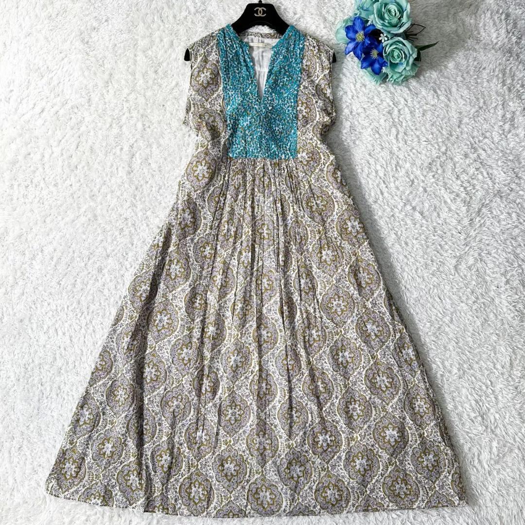 【23SS✨完売品】ヌキテパ　コットンボイルアラベスクプリントノースリーブドレス