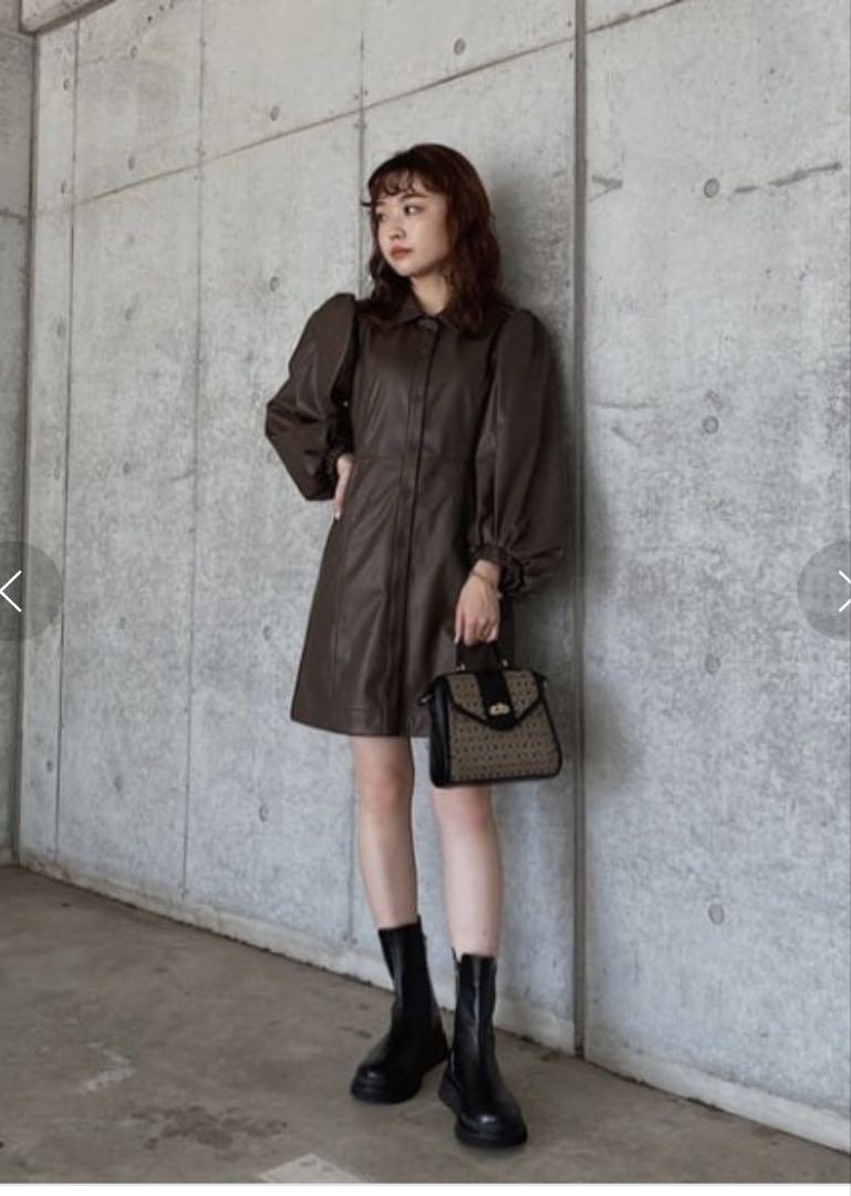 moussy レザー ワンピース ブラウン