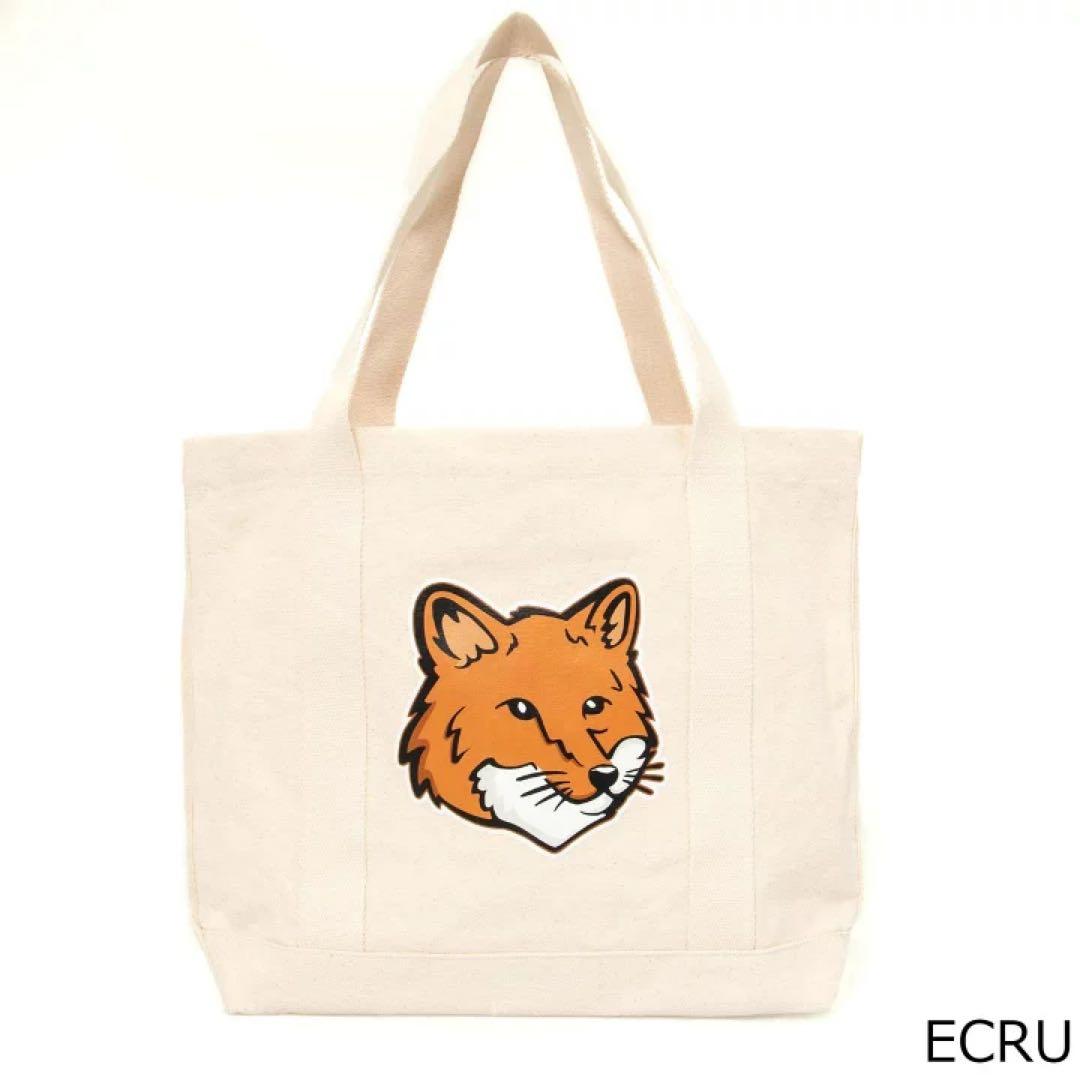 メゾンキツネ トートバッグ フォックスヘッド ロゴ ホワイト LW05101