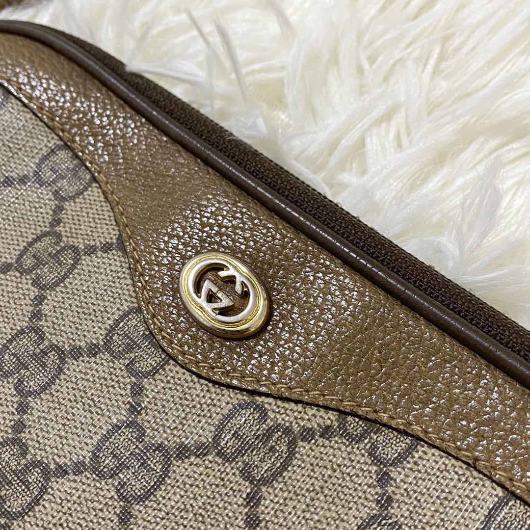 ✨美品✨GUCCI GG ショルダーバッグ レザー PVC ブラウン ロゴ金具 ✨美品✨GUCCI GG ショルダーバッグ ブラウン レザー ロゴ