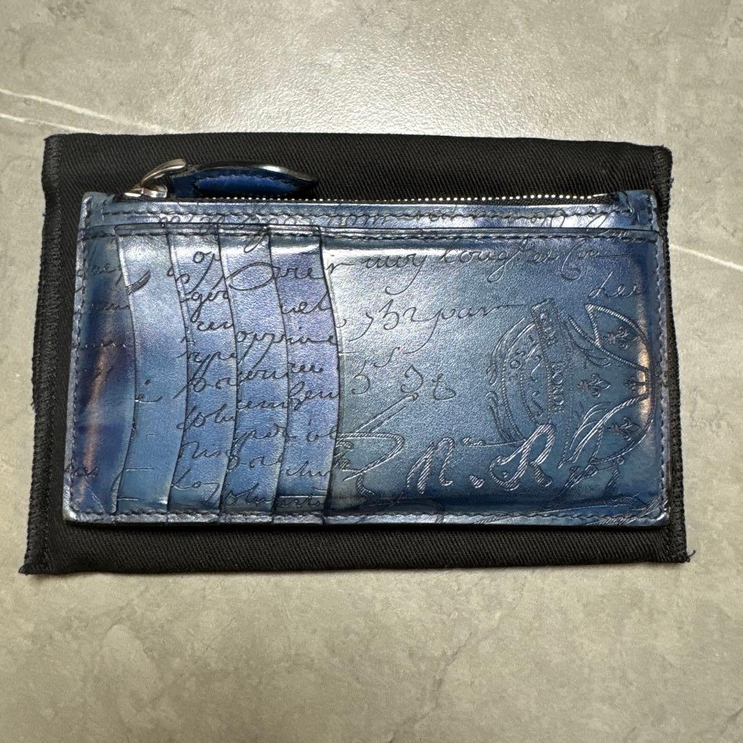 BERLUTI コアマキシ財布 青パティーヌ 裏表スタンプ２つBerluti