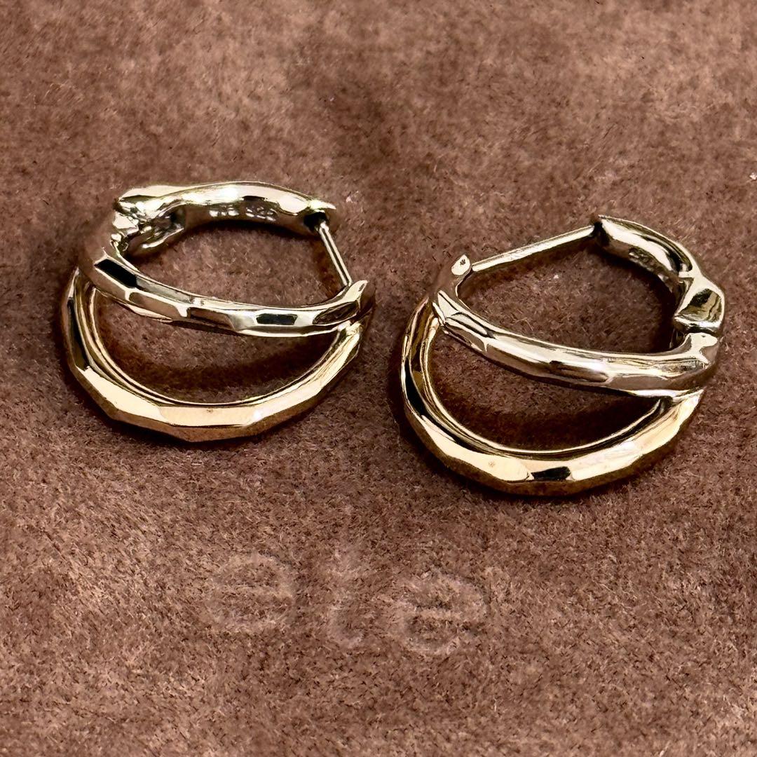 美品✨ete ダブルライン バイカラー ハグピアス MPG SV925 K18