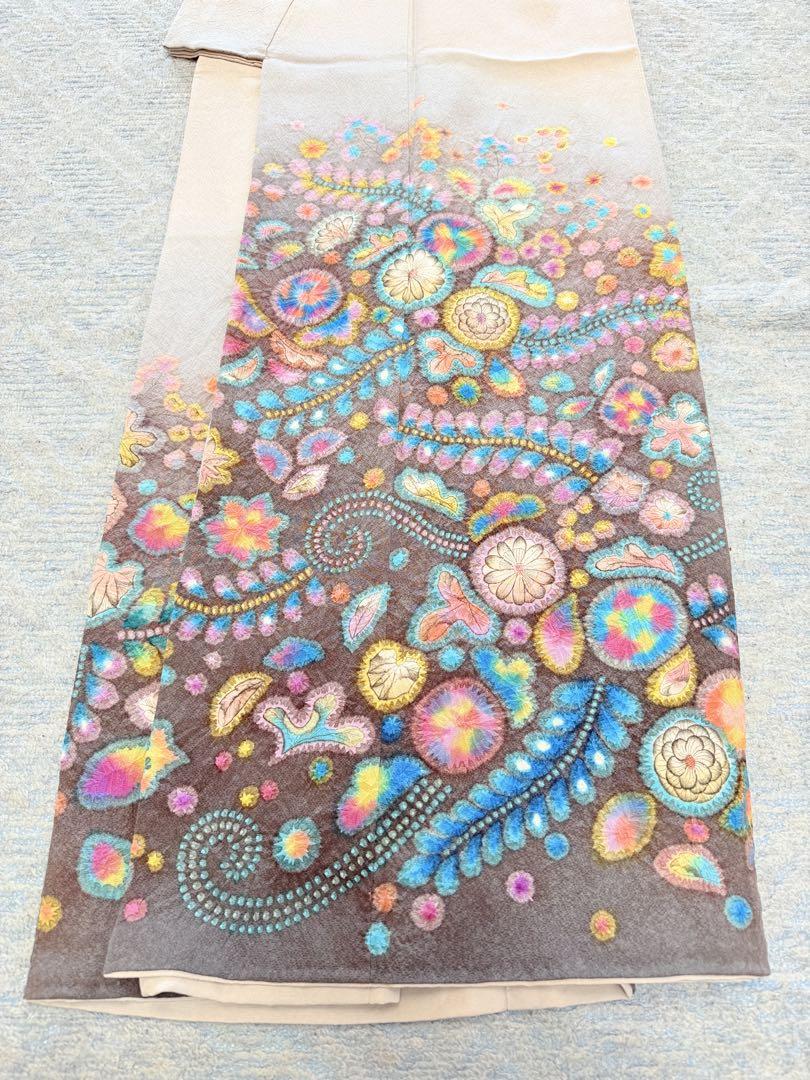 美品 高級 訪問着 正絹 袷 総絞り 辻が花 作家物 落款入 約120万円 美品 高級 訪問着 正絹 袷 総絞り 辻が花 作家物 落款入 約120万