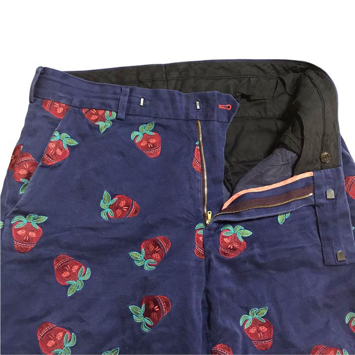 日本製在庫 PaulSmith ポールスミス ドクロ 苺 刺繍ロゴ パンツ リネン混 L OhgZa-m63676466119 人気新品
