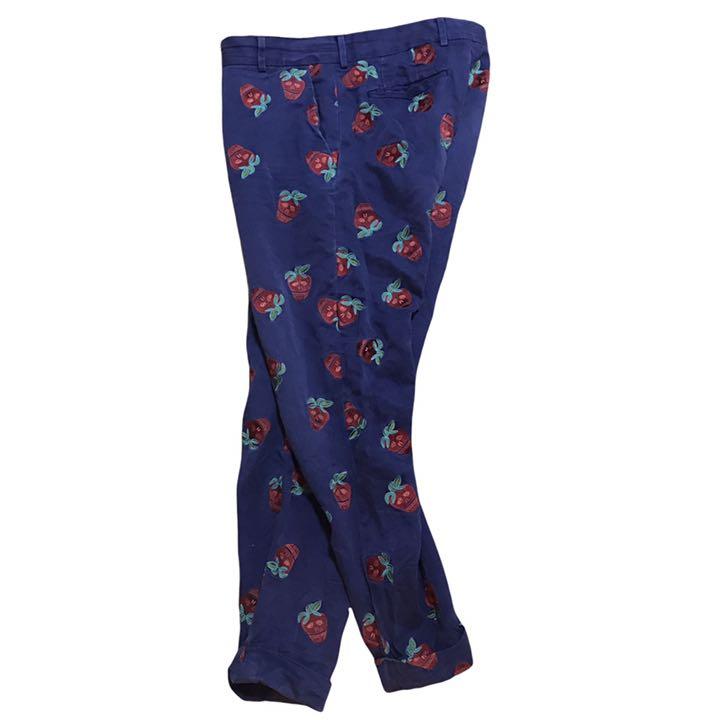 日本製在庫 PaulSmith ポールスミス ドクロ 苺 刺繍ロゴ パンツ リネン混 L OhgZa-m63676466119 人気新品