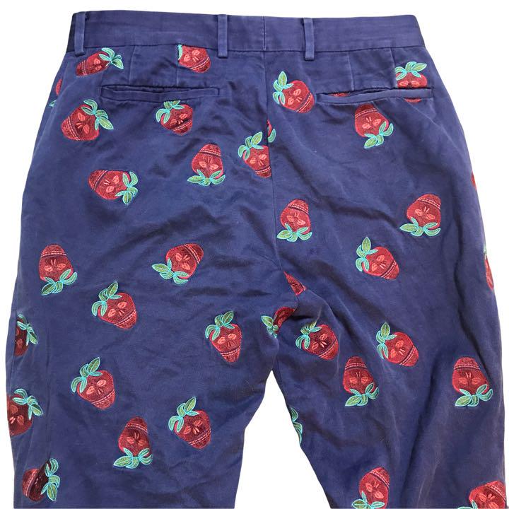 日本製在庫 PaulSmith ポールスミス ドクロ 苺 刺繍ロゴ パンツ リネン混 L OhgZa-m63676466119 人気新品