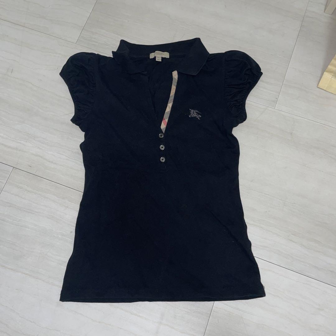 【Burberry】Vネック ポロシャツ　vintage