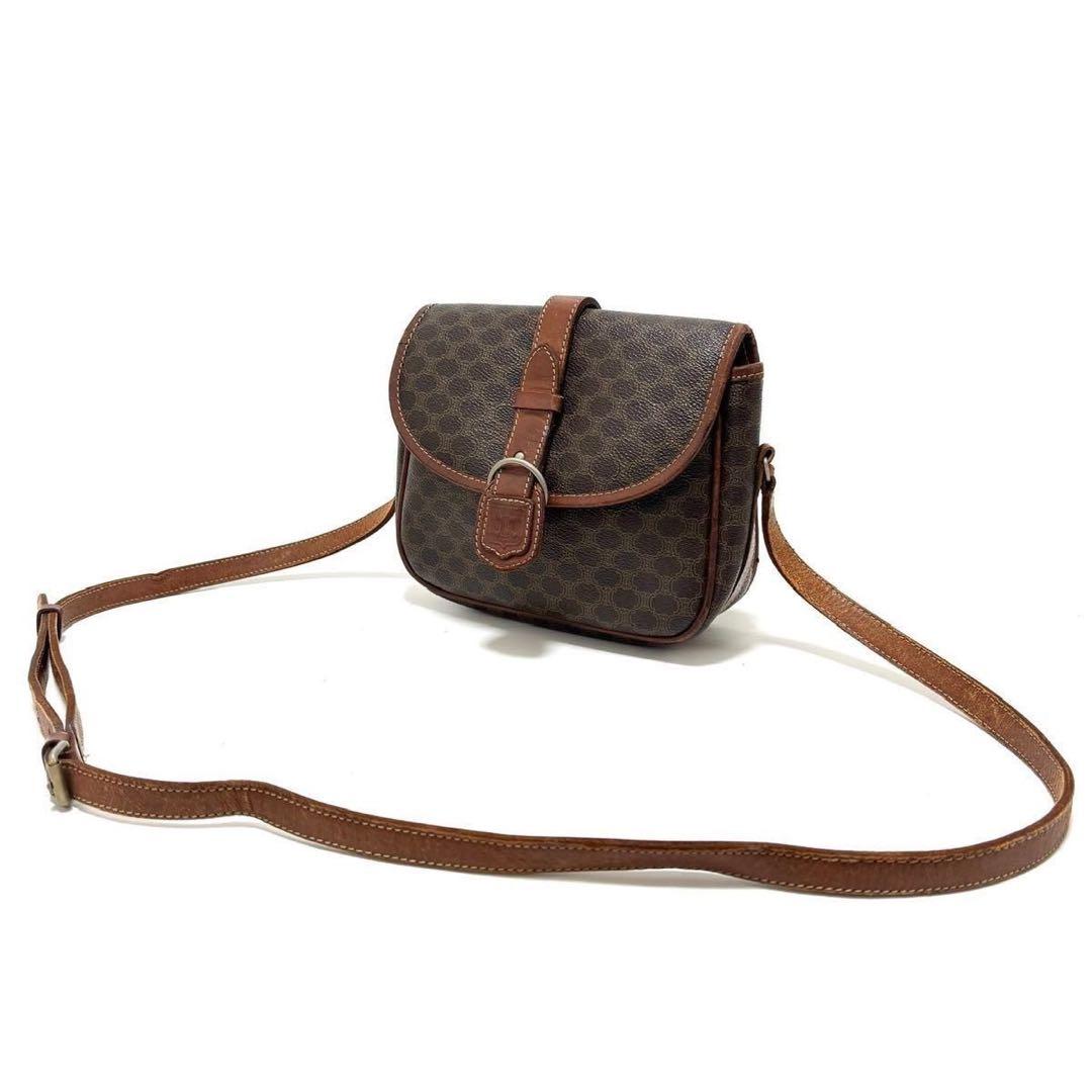 セリーヌ ショルダーバッグ ポシェット マカダム トリオンフ ブラウン レザー