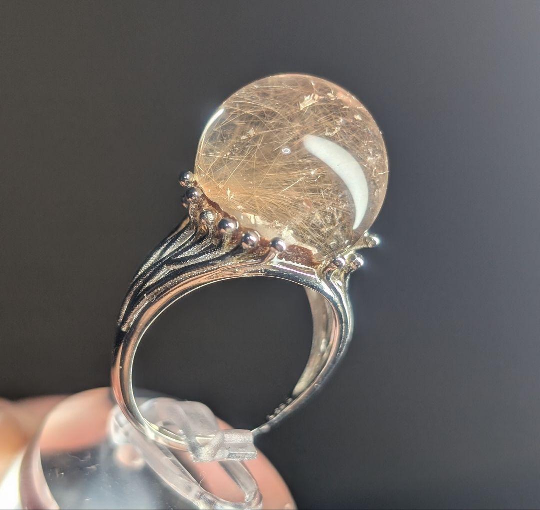 高品質神秘的艶美クォーツインゴールドルチルクォーツリング1点物