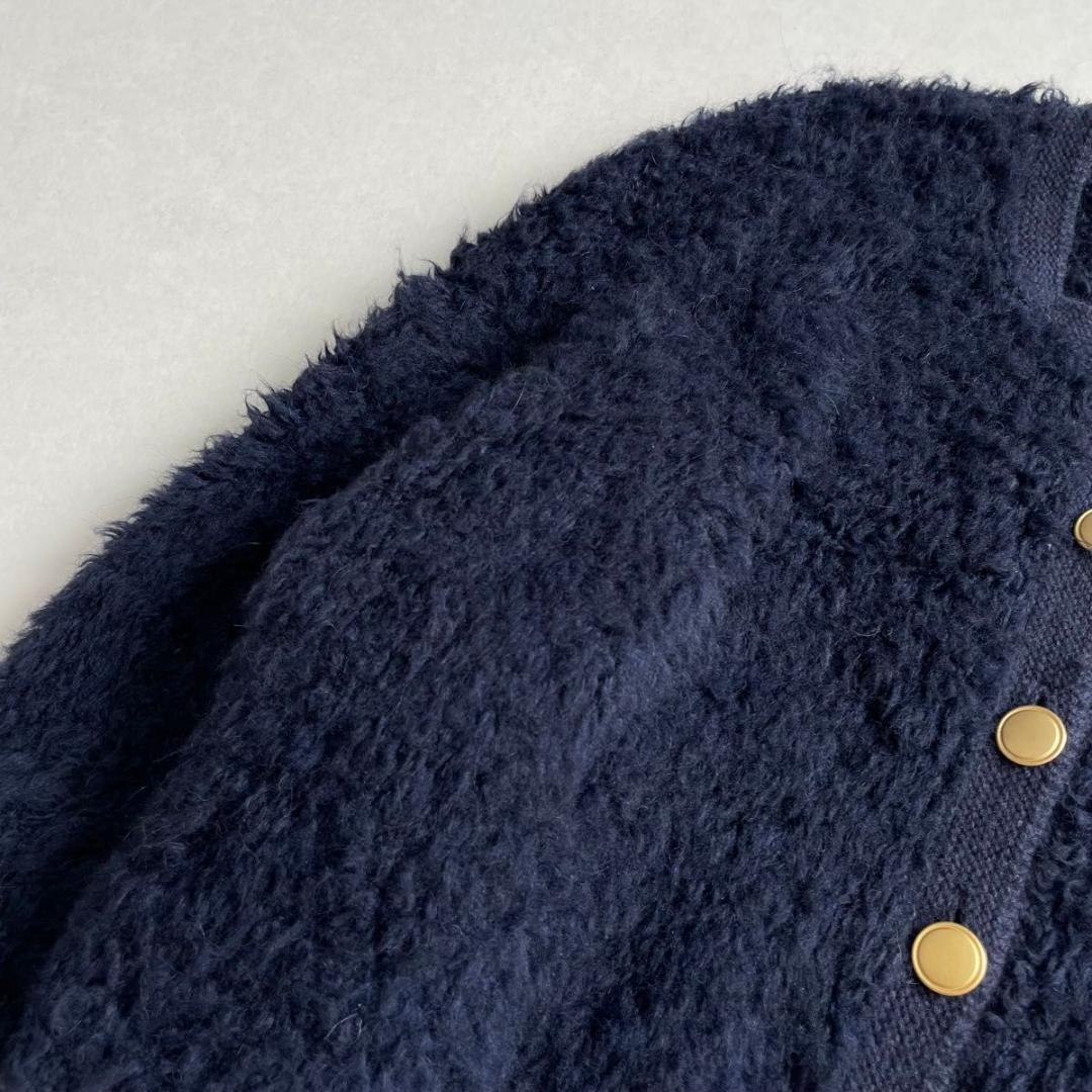 24AW FRAMeWORK シャギーニットカーディガン 金ボタン ネイビー