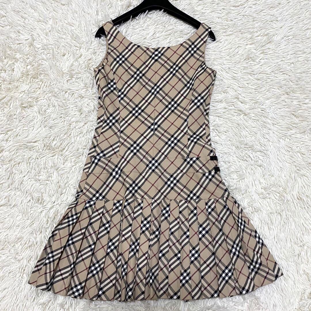 【美品✨】バーバリーブルーレーベル メガチェック ワンピース プリーツ 38