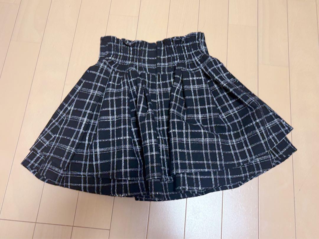 ミシェルマカロン ツイード美脚スカート ブラック XSサイズ