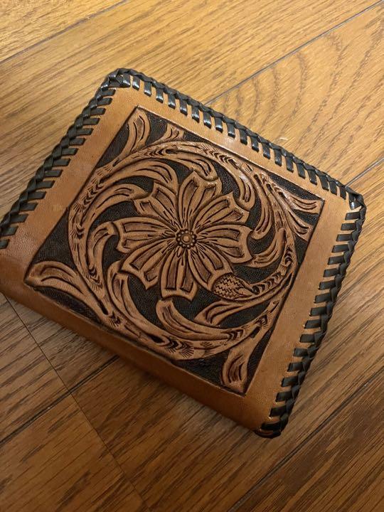 正規品質保証】 再値下げ』「ハンドメイド」二つ折り革財布