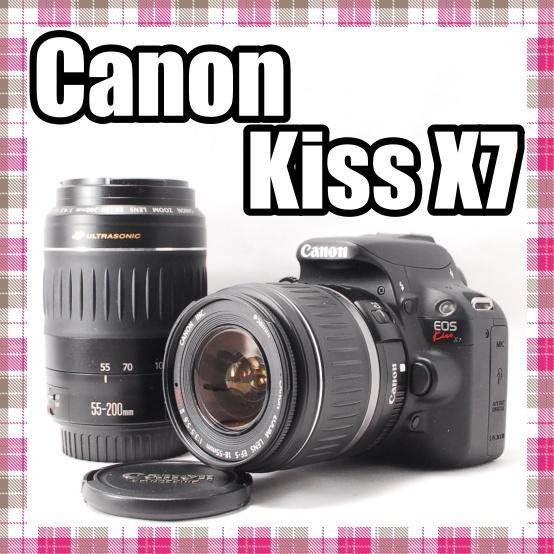 ✨スマホ転送ＯＫ✨美品✨Canon EOS kiss X7 ダブルレンズセット