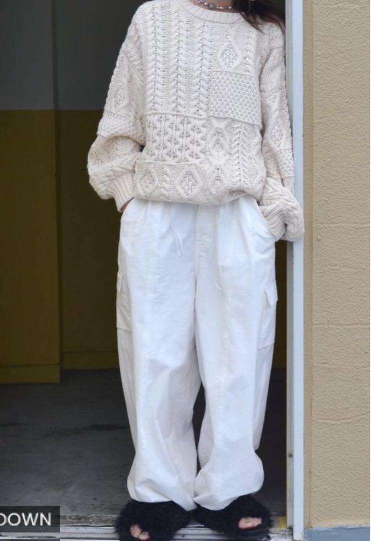 美品　アングリッド　ナイロン混ミリタリールーズパンツ　ホワイト