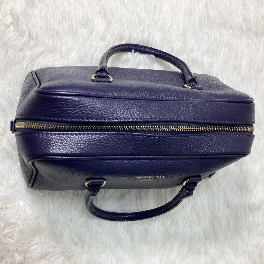 美品✨Christian Villa 2WAY ミニボストンバッグ パープル 美品✨Christian Villa 2WAY ミニボストンバッグ パープル