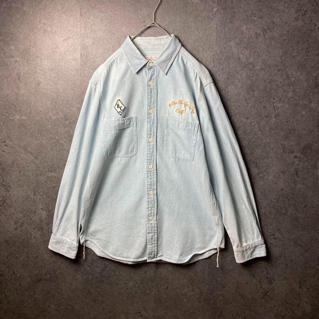 vintage 長袖シャツ　古着　背面刺繍　オルテガ　民族柄　ワッペン刺繍