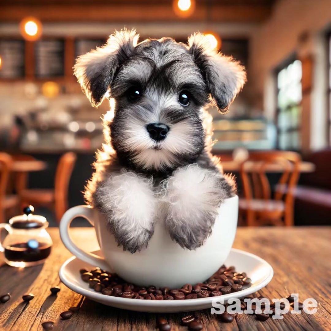 P-144 パネル生地　シュナウザー　18×18 6枚1セット