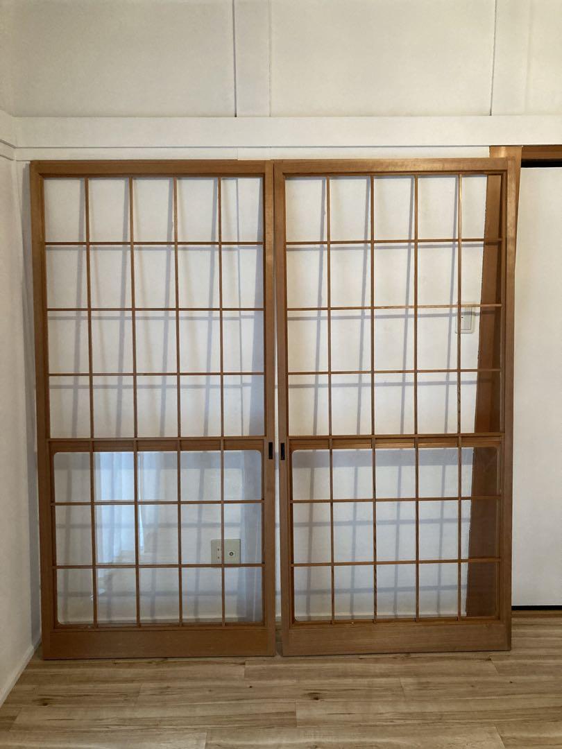木製障子 2枚セット 茶色