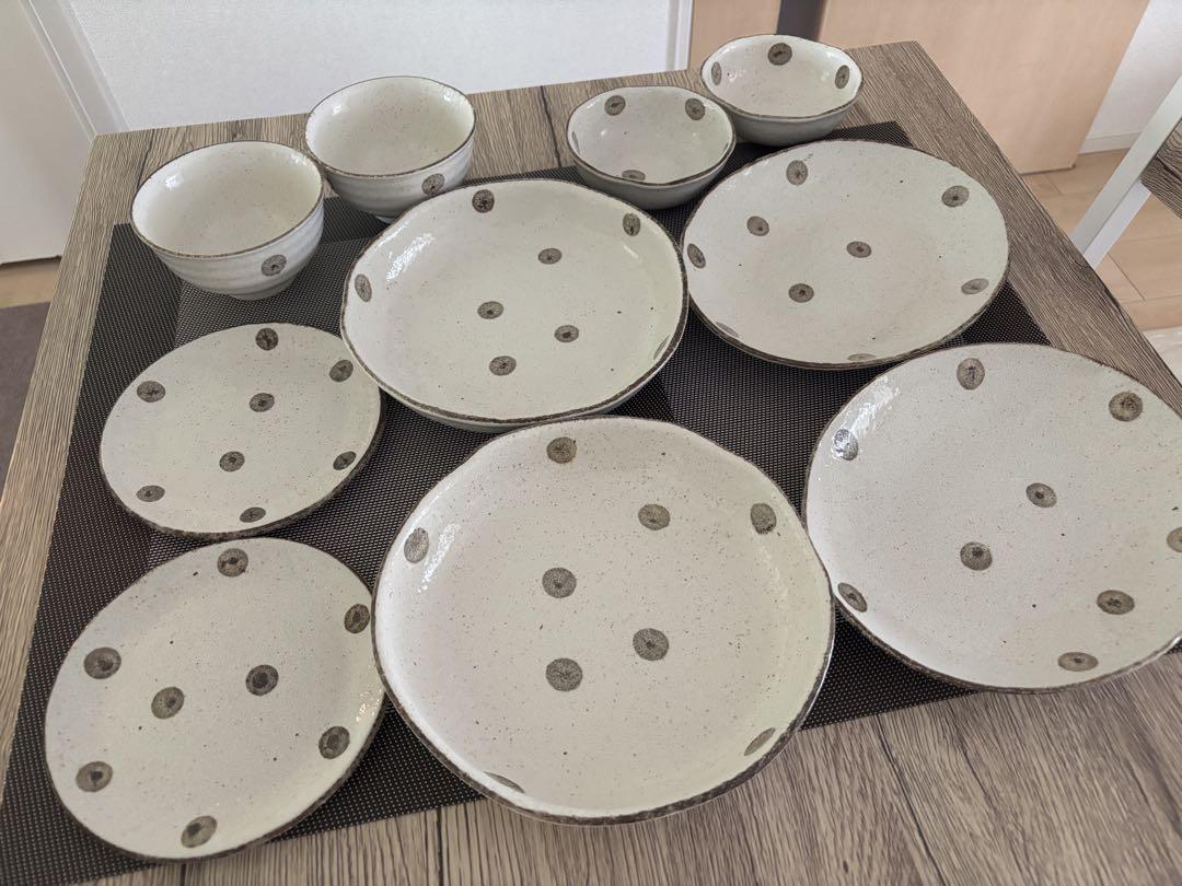 美濃焼　水玉食器10点セット