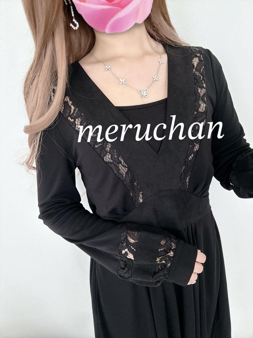 美品】BCBGMAXAZRIA ベロア レース フレアワンピース ドレス