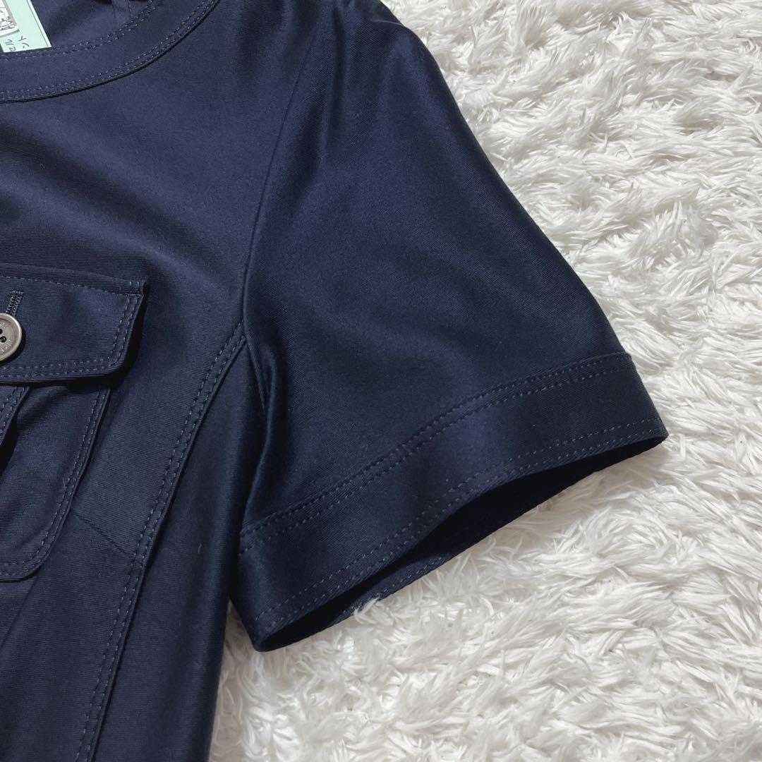 美品✨バーバリーロンドン ロングワンピース 紺 ロゴボタン