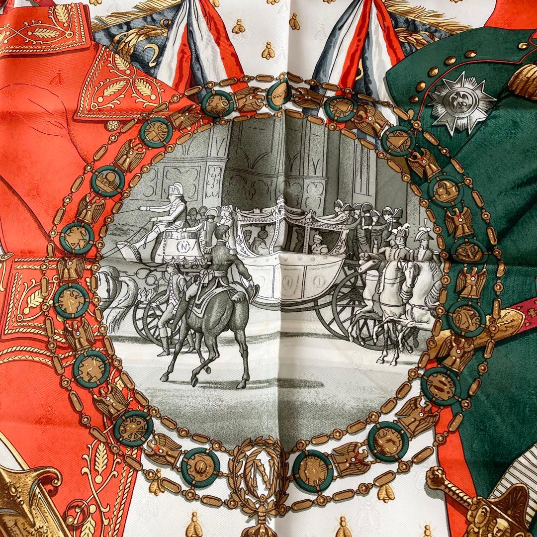 【未使用品】HERMES エルメス Napoleon ナポレオン 絹 スカーフ