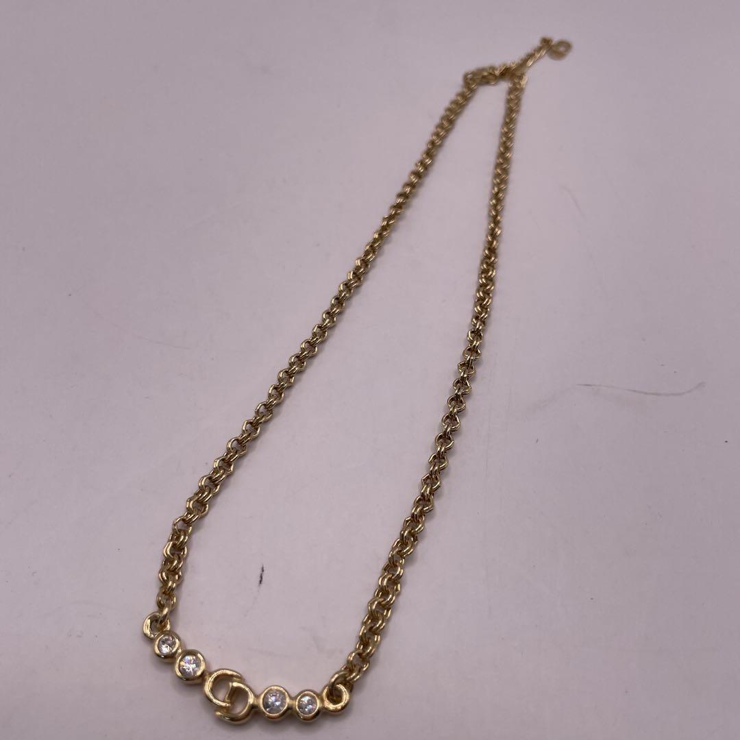 美品　Christian Dior ラインストーン CDロゴ ネックレス