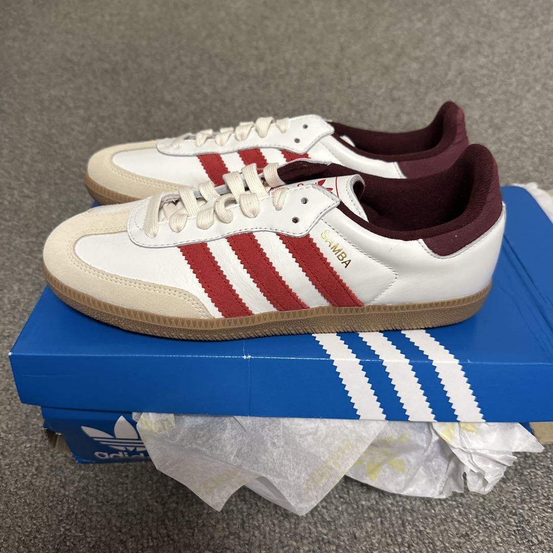 adidas Samba ホワイト/レッド スニーカー25 - メルカリ