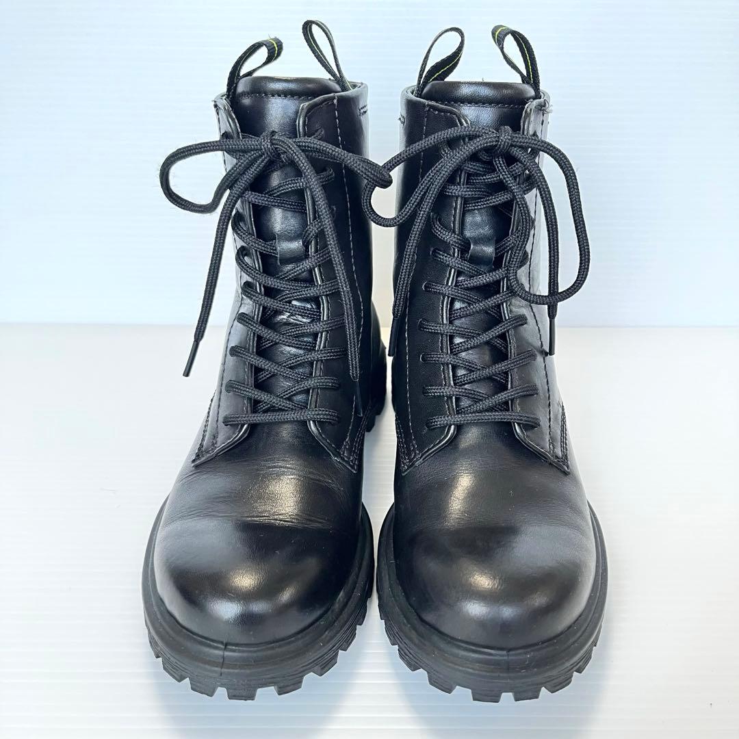 極美品⭐️ ecco エコー レースアップ ブーツ バックジップ 22.5cm 黒