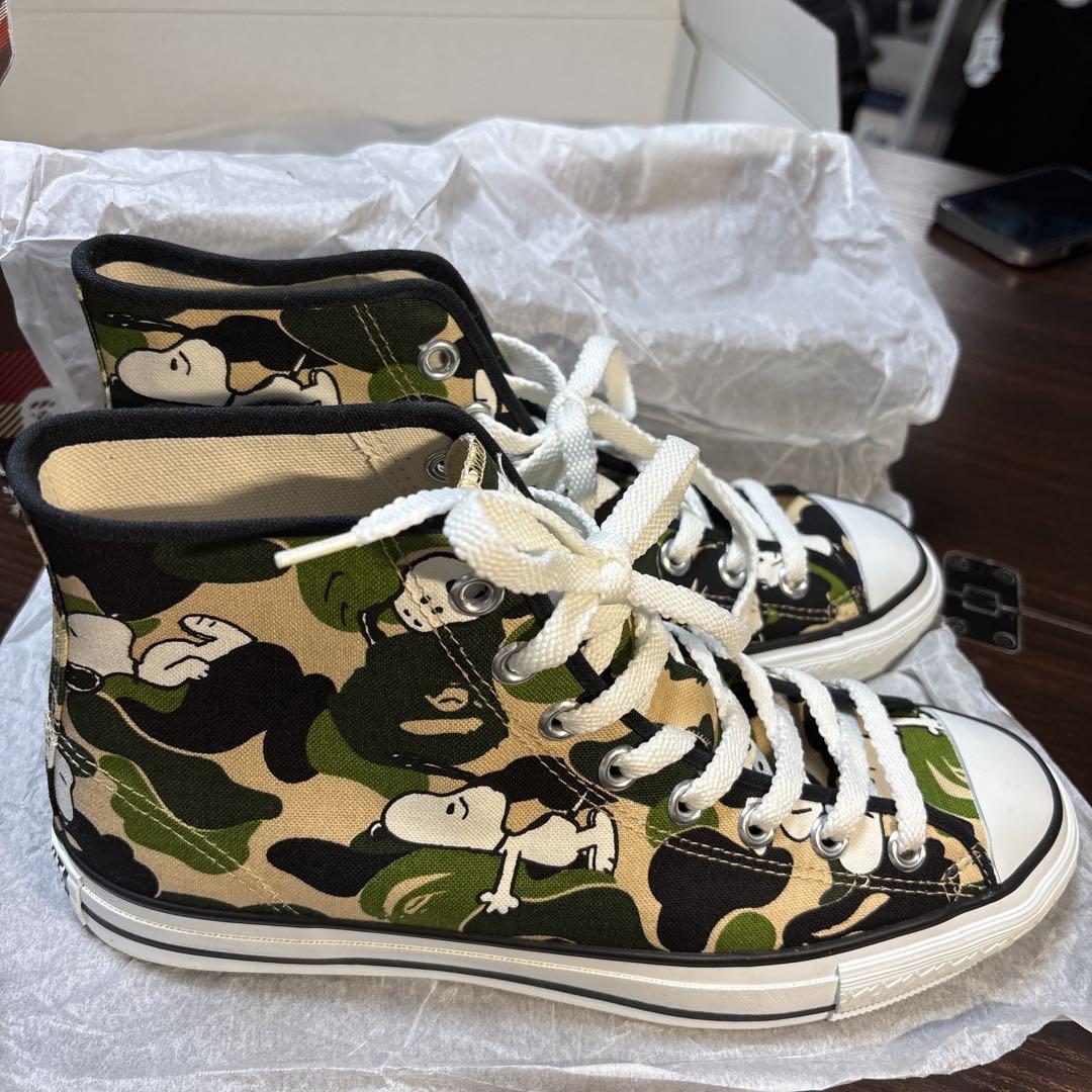 美品　BAPE ✖️スヌーピー カモフラージュスニーカー