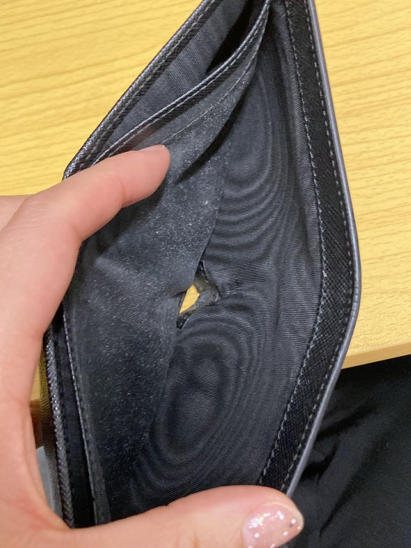 PRADA /プラダ/2つ折り財布/PVC/BLK/無地　100%正規品