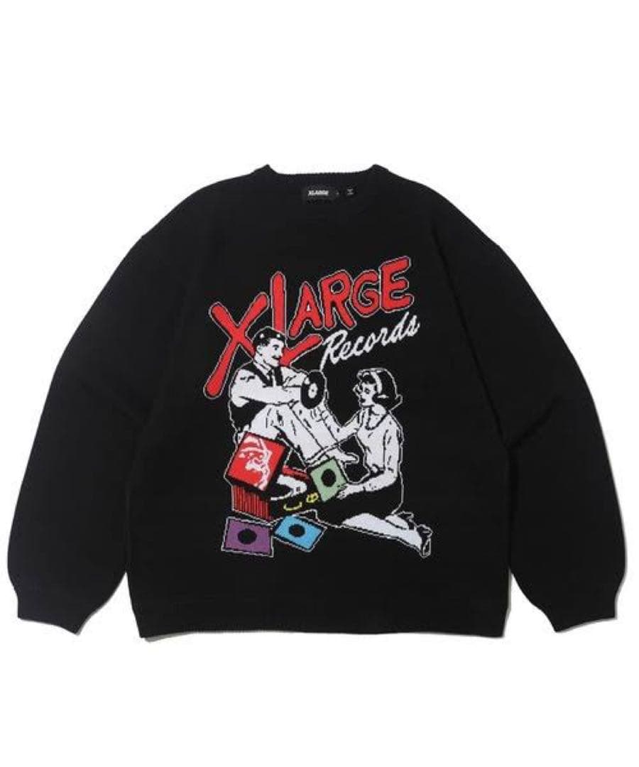 XLARGE ブラック クルーネックスウェット