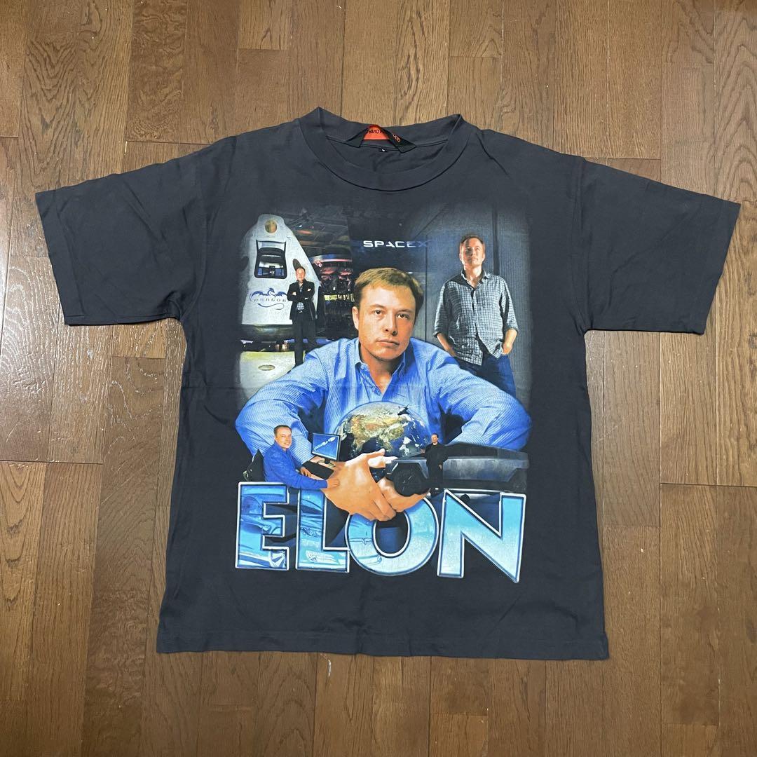 極美品 MARINO MORWOOD イーロンマスク ビッグプリントTシャツ L 極美品 MARINO MORWOOD イーロンマスク ビッグプリントTシャツ L