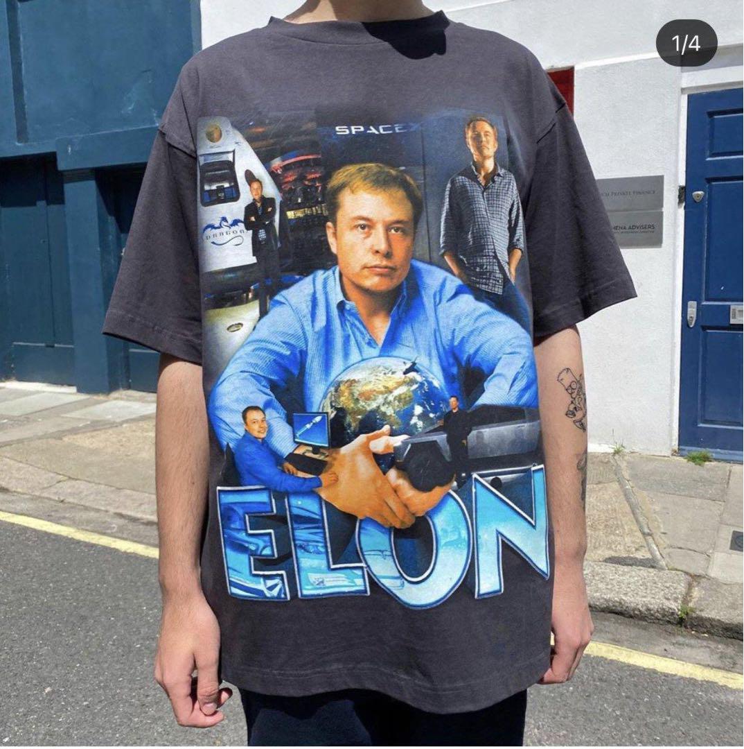 極美品 MARINO MORWOOD イーロンマスク ビッグプリントTシャツ L 極美品 MARINO MORWOOD イーロンマスク ビッグプリントTシャツ L